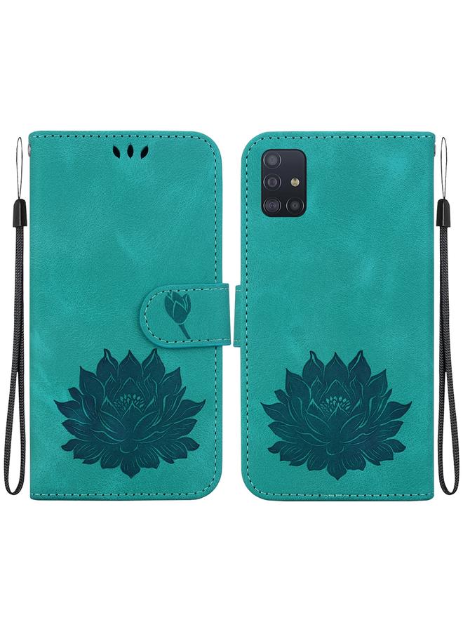 erorex Case For Samsung Galaxy A51 Lotus Embossed Leather Phone Case  - Image 1