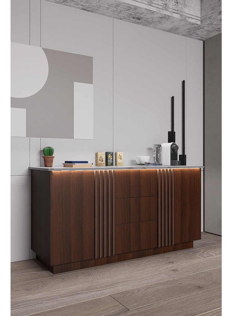 كوفي وورلد ركن القهوة باللون بني بالاضاءة المخفية الانيقة تكيسات الطولية. - Image 3