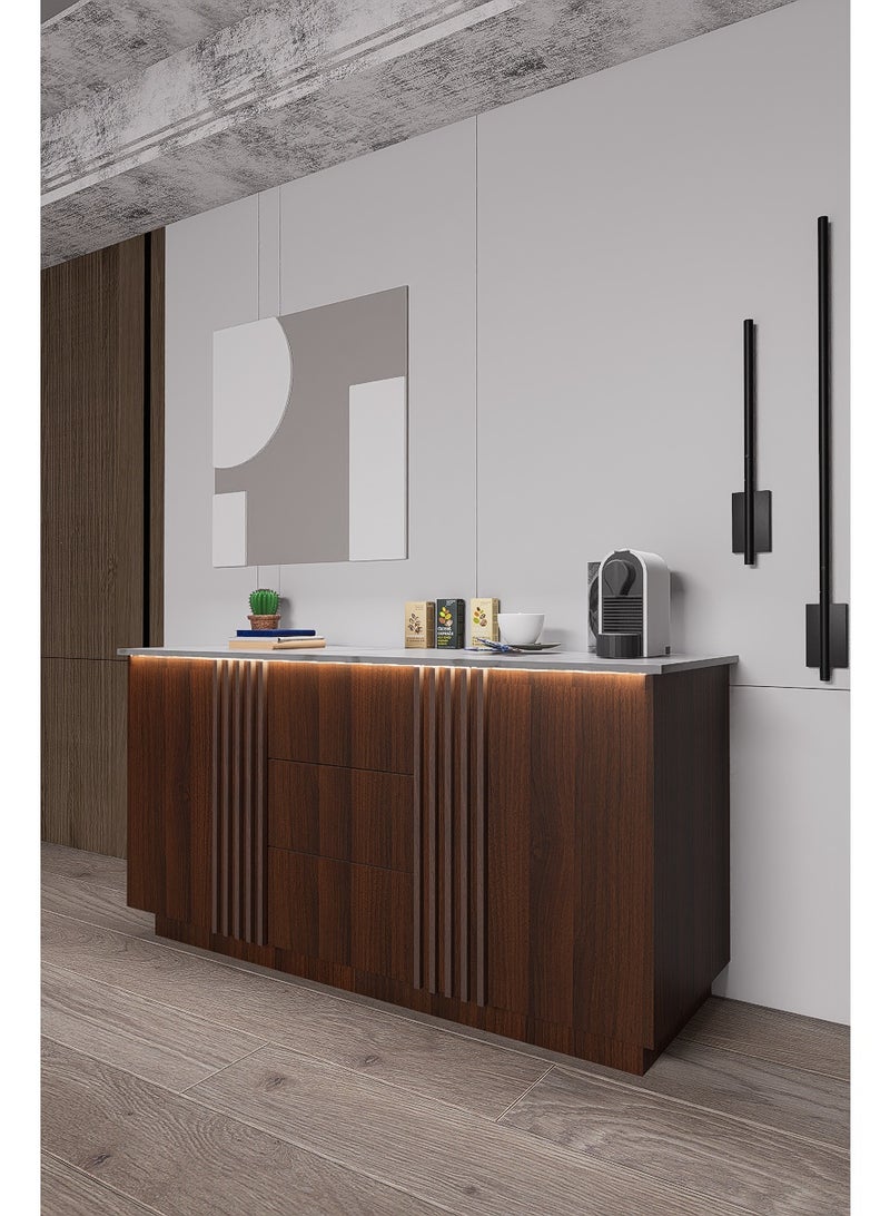 كوفي وورلد ركن القهوة باللون بني بالاضاءة المخفية الانيقة تكيسات الطولية. - Image 4