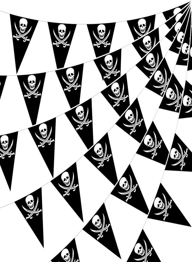 Atiloy 59ft Pirate Flags Skull Pirate Banner Pirate Birthday Party Decorations 72Pcs Pirate Ship Triangle Pennant Bunting for Pirate Ship Supplies Kids Birthday Party Outdoor Indoor Decorations - Image 1