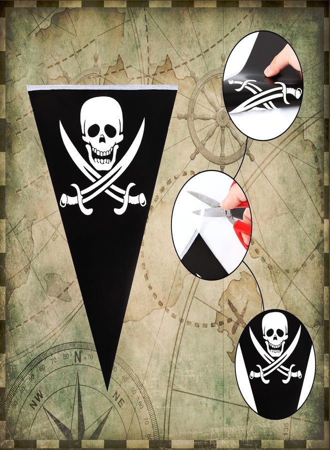 Atiloy 59ft Pirate Flags Skull Pirate Banner Pirate Birthday Party Decorations 72Pcs Pirate Ship Triangle Pennant Bunting for Pirate Ship Supplies Kids Birthday Party Outdoor Indoor Decorations - Image 3