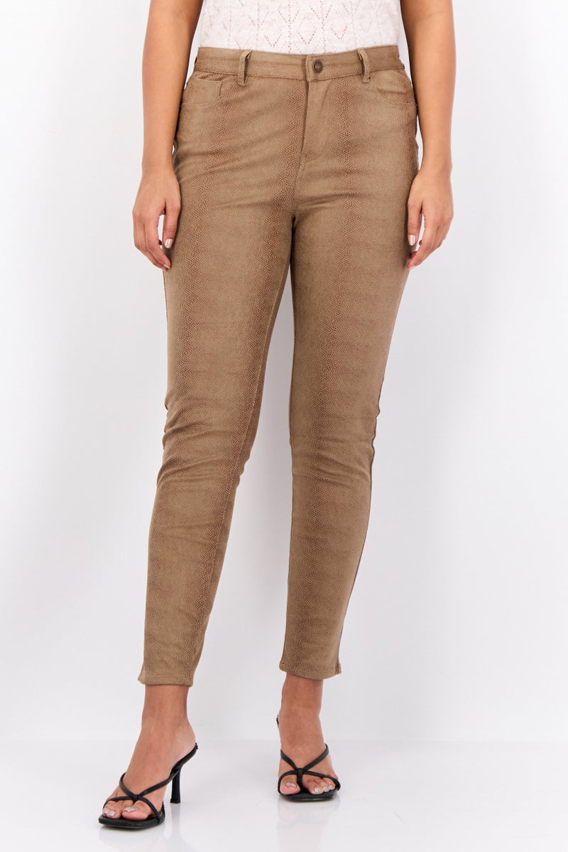 PHILOSOPHY Women Regular Fit Solid Straight Leg Pants, Taupe  - Image 1
