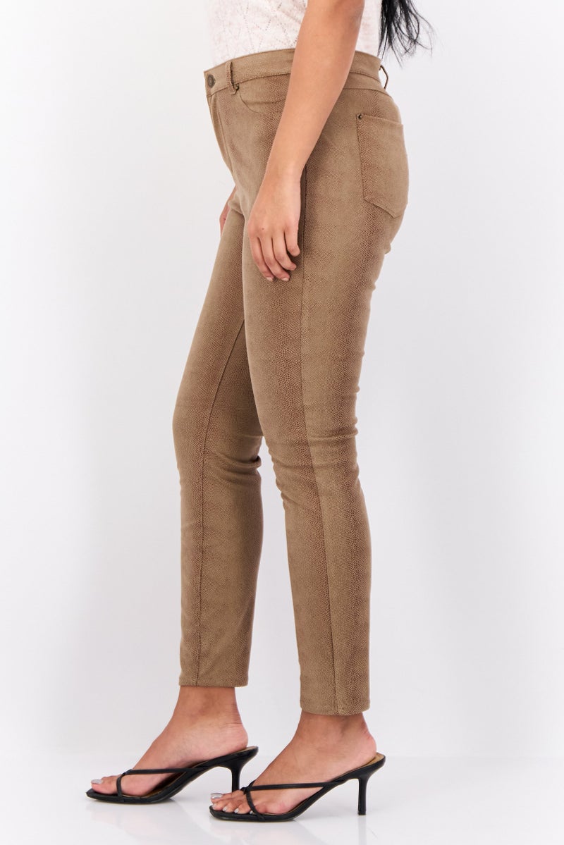 PHILOSOPHY Women Regular Fit Solid Straight Leg Pants, Taupe  - Image 3