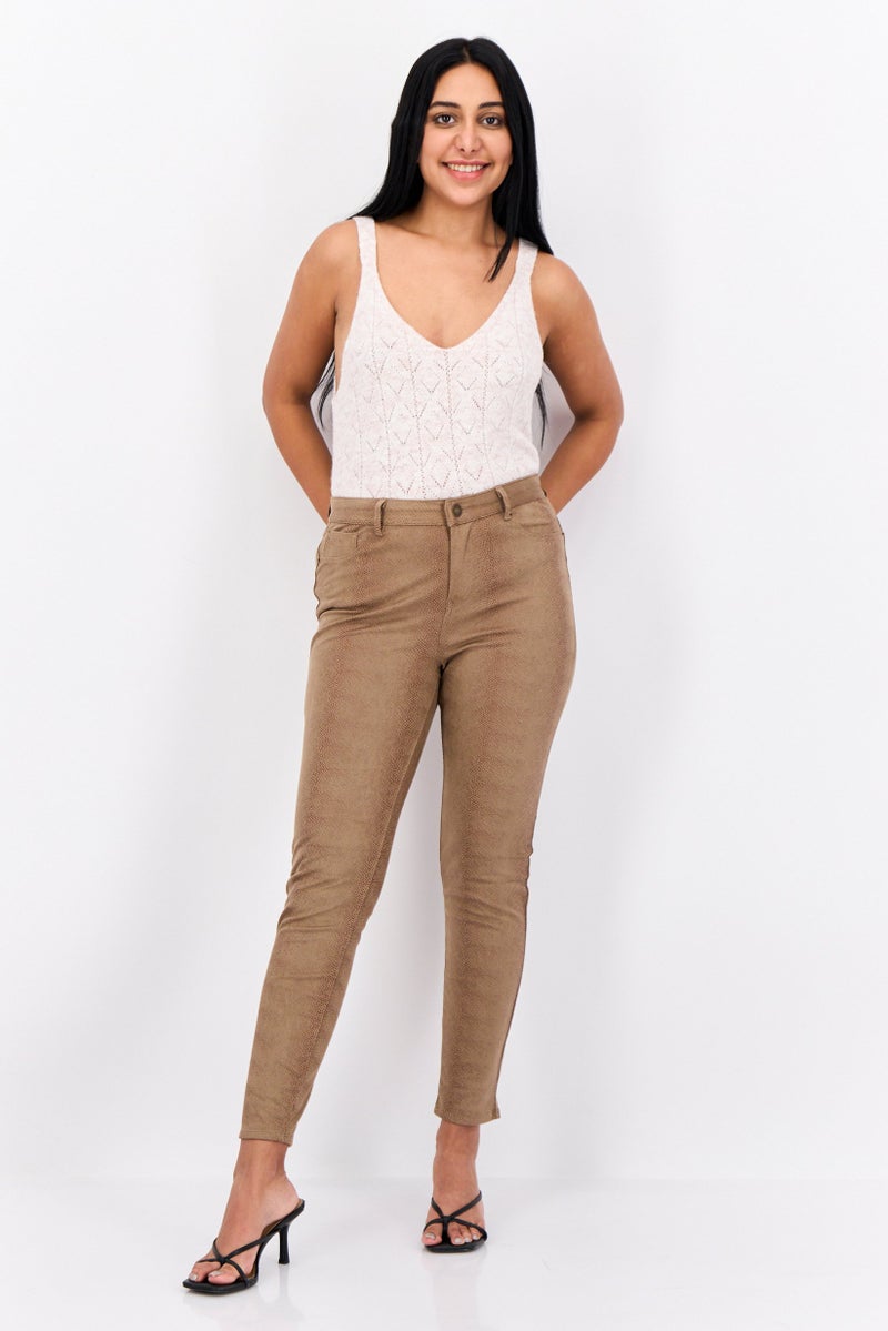 PHILOSOPHY Women Regular Fit Solid Straight Leg Pants, Taupe  - Image 4