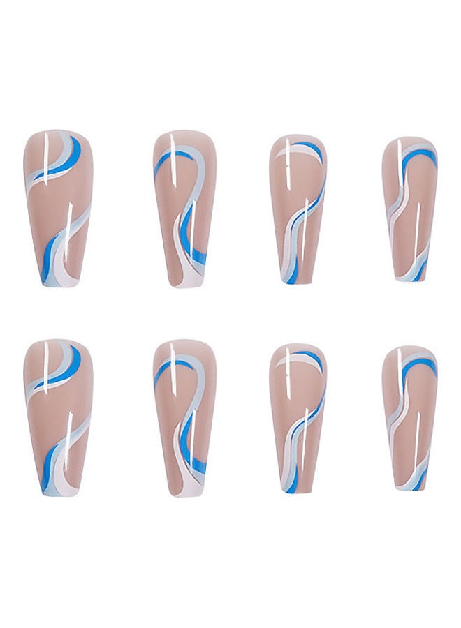 Loquat 24-Piece Removable False Nails Pink/White/Blue - Image 3