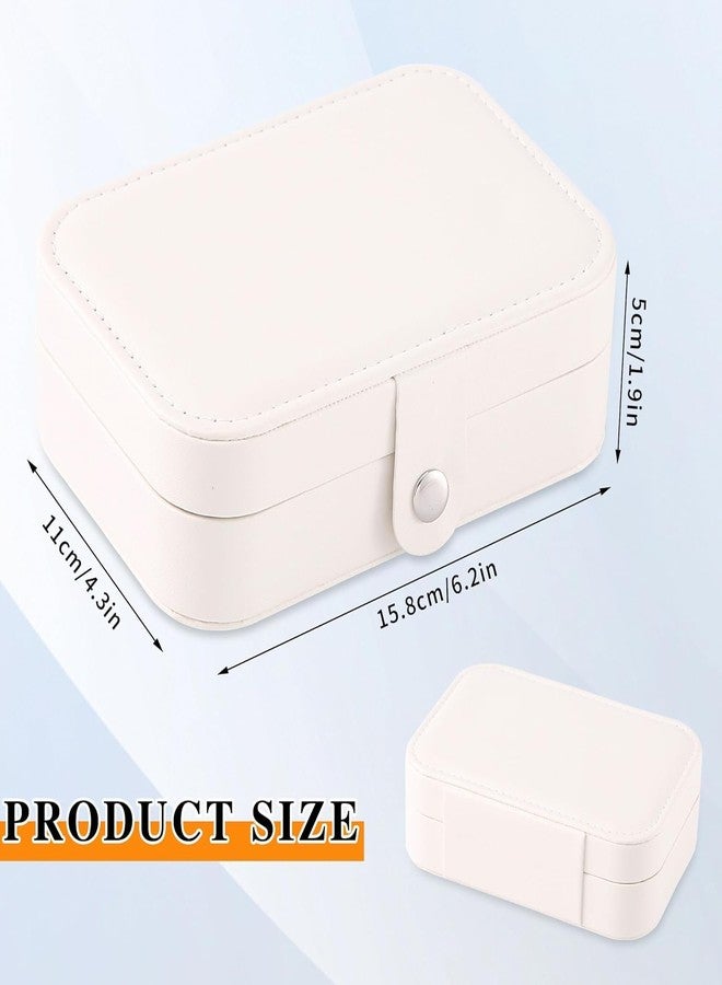 JRM Portable PU Leather Jewellery Organizer Box with Zipper and Dividers for Rings, Earrings, Necklaces - Ideal Travel Storage Case for Women (White, Rectangle) - Image 3