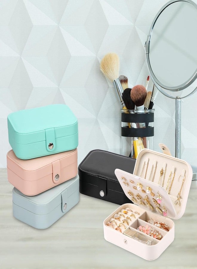 JRM Portable PU Leather Jewellery Organizer Box with Zipper and Dividers for Rings, Earrings, Necklaces - Ideal Travel Storage Case for Women (White, Rectangle) - Image 5