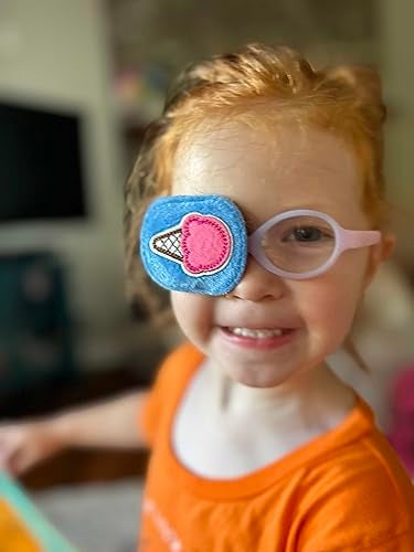 Astropic 2Pcs Eye Patches for Kids | Girls Eye Patch for Glasses | Medical Eye Patches for Children with Lazy Eye | Amblyopia Eye Patch for Toddlers to Cover Either Eye (Pink Flower & Blue Icecream) - Image 3