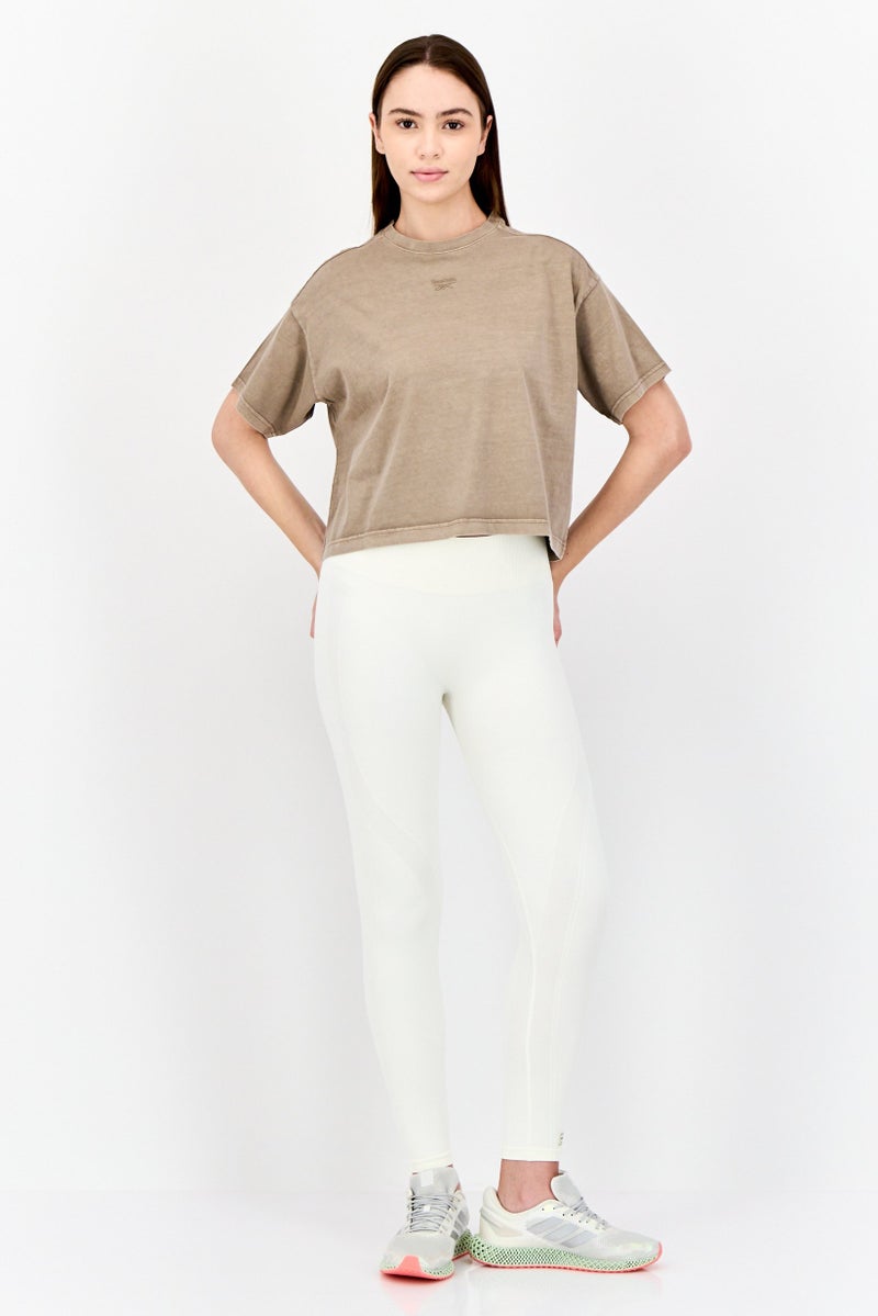 Reebok Women Sportswear Fit Short Sleeves Training T-Shirt, Tan - Image 4