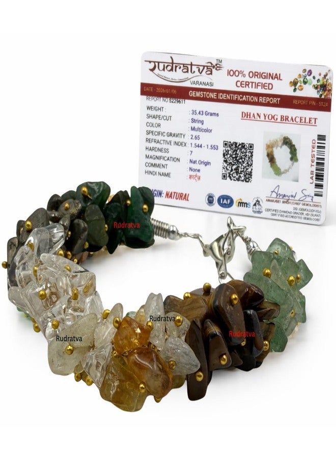 Rudratva Dhan Yog Chips Bracelet | Attracts Wealth & Financial Prosperity | Pyrite, Citrine, Tiger Eye, Quartz & Green Aventurine bracelets | Astrology Dhanyog Chips Bracelet for Men & Women | Certificate of Authenticity - Image 1