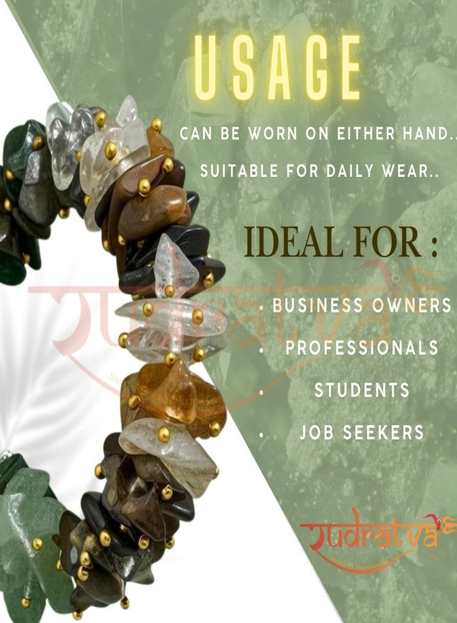 Rudratva Dhan Yog Chips Bracelet | Attracts Wealth & Financial Prosperity | Pyrite, Citrine, Tiger Eye, Quartz & Green Aventurine bracelets | Astrology Dhanyog Chips Bracelet for Men & Women | Certificate of Authenticity - Image 5