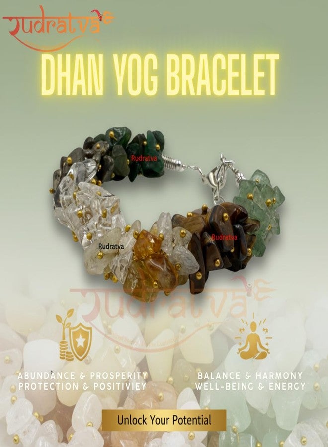 Rudratva Dhan Yog Chips Bracelet | Attracts Wealth & Financial Prosperity | Pyrite, Citrine, Tiger Eye, Quartz & Green Aventurine bracelets | Astrology Dhanyog Chips Bracelet for Men & Women | Certificate of Authenticity - Image 2
