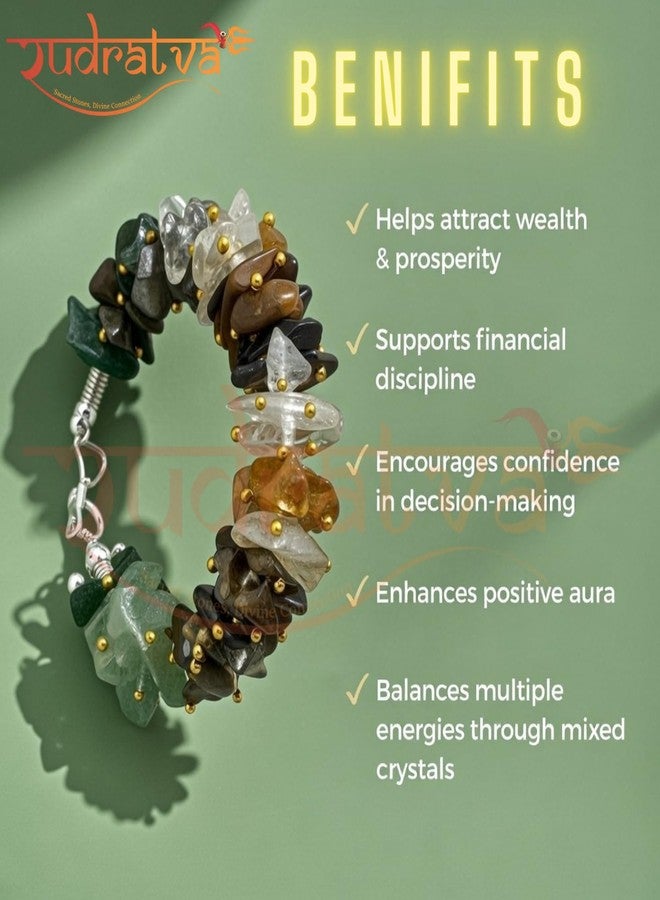 Rudratva Dhan Yog Chips Bracelet | Attracts Wealth & Financial Prosperity | Pyrite, Citrine, Tiger Eye, Quartz & Green Aventurine bracelets | Astrology Dhanyog Chips Bracelet for Men & Women | Certificate of Authenticity - Image 4