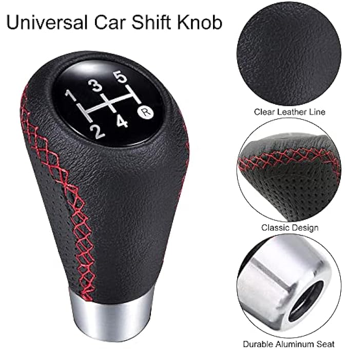rayihni 5Speed Leather Gear Shifter Knob with 3 Adapters of Manual Gear Shift Knob Compatible with Manual Car Manual Transmission - Image 2