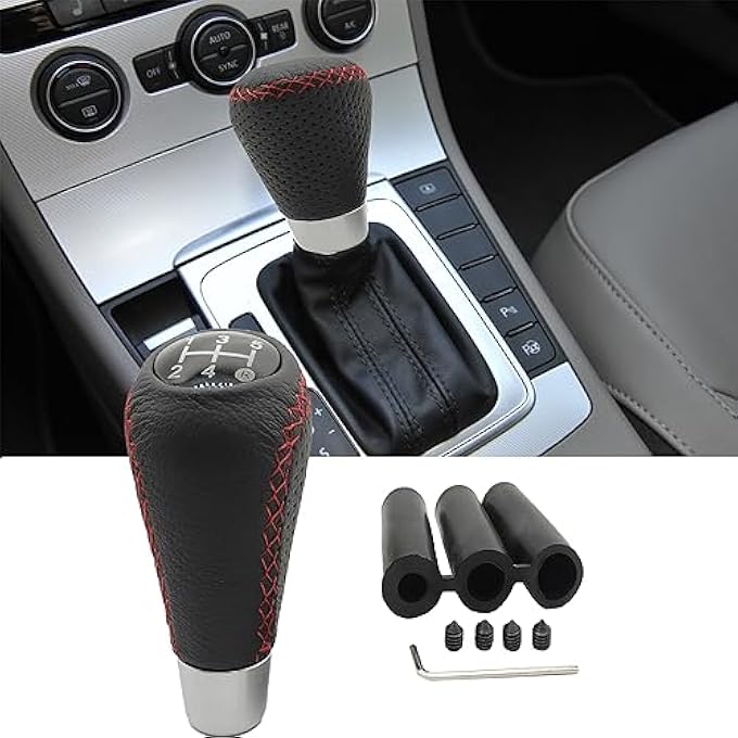 rayihni 5Speed Leather Gear Shifter Knob with 3 Adapters of Manual Gear Shift Knob Compatible with Manual Car Manual Transmission - Image 3