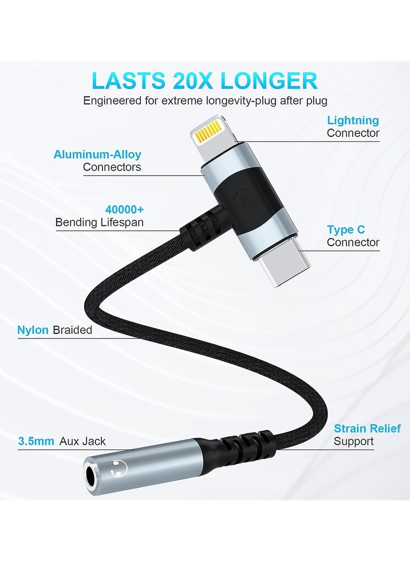 Excefore - Lightning to 3.5 mm Headphone Jack Adapter 2-IN-1 Headphone Adapter for iPhone Type C to 3.5mm Female Headphone Jack Adapter Compatible with Samsung Galaxy - Image 1