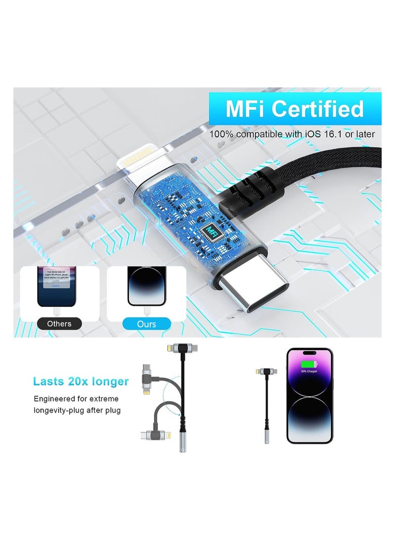 Excefore - Lightning to 3.5 mm Headphone Jack Adapter 2-IN-1 Headphone Adapter for iPhone Type C to 3.5mm Female Headphone Jack Adapter Compatible with Samsung Galaxy - Image 1