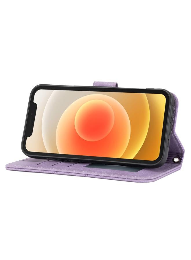 Zaboon Case For iPhone 13 Pro Embossed Striped Magnetic Buckle PU + TPU Horizontal Flip Leather Case with Holder & Card Slot & Wallet & Photo Frame & Sling - Image 5