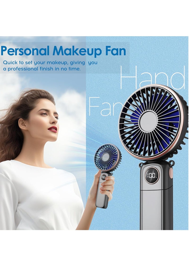 عام مروحة محمولة باليد، مروحة شخصية بقدرة 5200 مللي أمبير في الساعة مع شاشة LED، مروحة صغيرة قابلة للطي 3 في 1 بزاوية 180 درجة مع 6 سرعات، مروحة مكتب قابلة للشحن محمولة باليد للرموش - Image 5