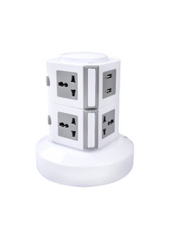 MODI Universal Vertical Tower Power Strip, Multi Socket 110V-250V with 2 USB Ports, Electric Charging Station Surge Protector, Suitable For Any Country  - Image 2
