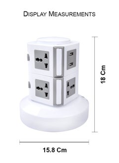 MODI Universal Vertical Tower Power Strip, Multi Socket 110V-250V with 2 USB Ports, Electric Charging Station Surge Protector, Suitable For Any Country  - Image 3