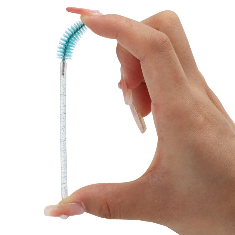 Tbestmax 100 Pcs Disposable Mascara Wands, Crystal Eyebrow Spoolies Brush for Eyelash Extensions, Lash Brushes with Container (Blue) - Image 5