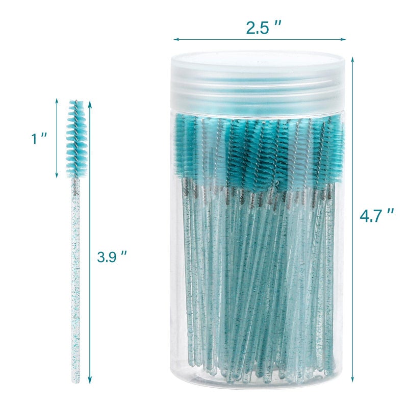 Tbestmax 100 Pcs Disposable Mascara Wands, Crystal Eyebrow Spoolies Brush for Eyelash Extensions, Lash Brushes with Container (Blue) - Image 2