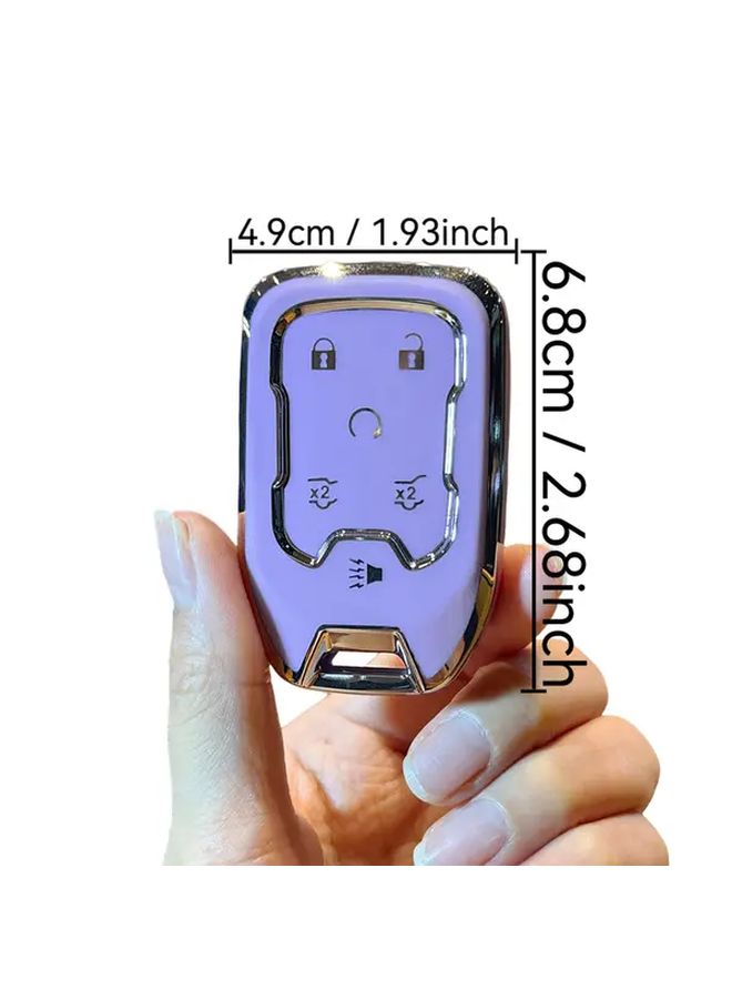 غطاء مفتاح سيارة أرجواني لسيارات سوبيربان وتاهو وجي إم سي يوكون 2014-2021 مع حبل جديلة - Image 2
