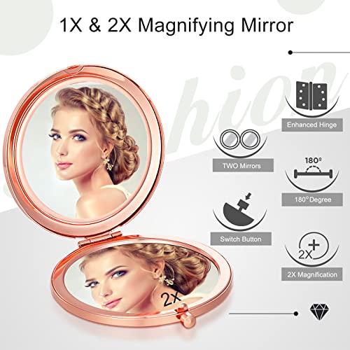 Yulejo 6 Pieces Compact Mirror Bulk Mini Pocket Mirror for Purse Gift Wedding Makeup Small Portable Magnifying Cosmetic for Travel Pocket 2.75 Inch Round Folding for Women Mom Baby Shower Bridesmaid - Image 3