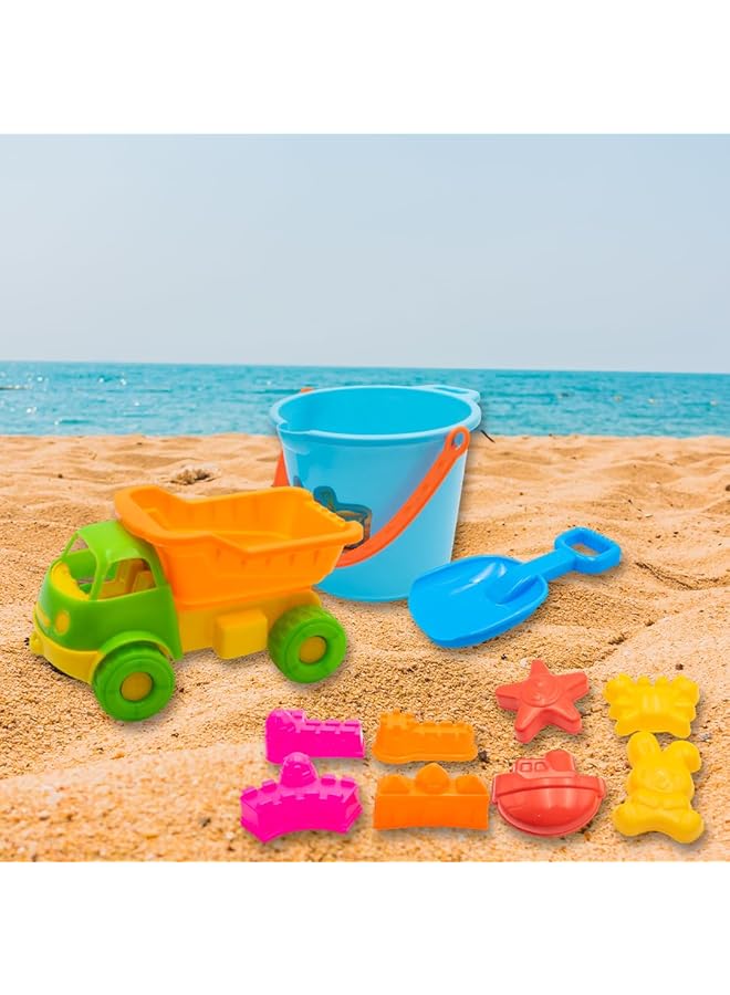 IToys Beach Toy Set 16 Pieces Bucket Shovel Moulds Truck Assorted Colours - Image 2