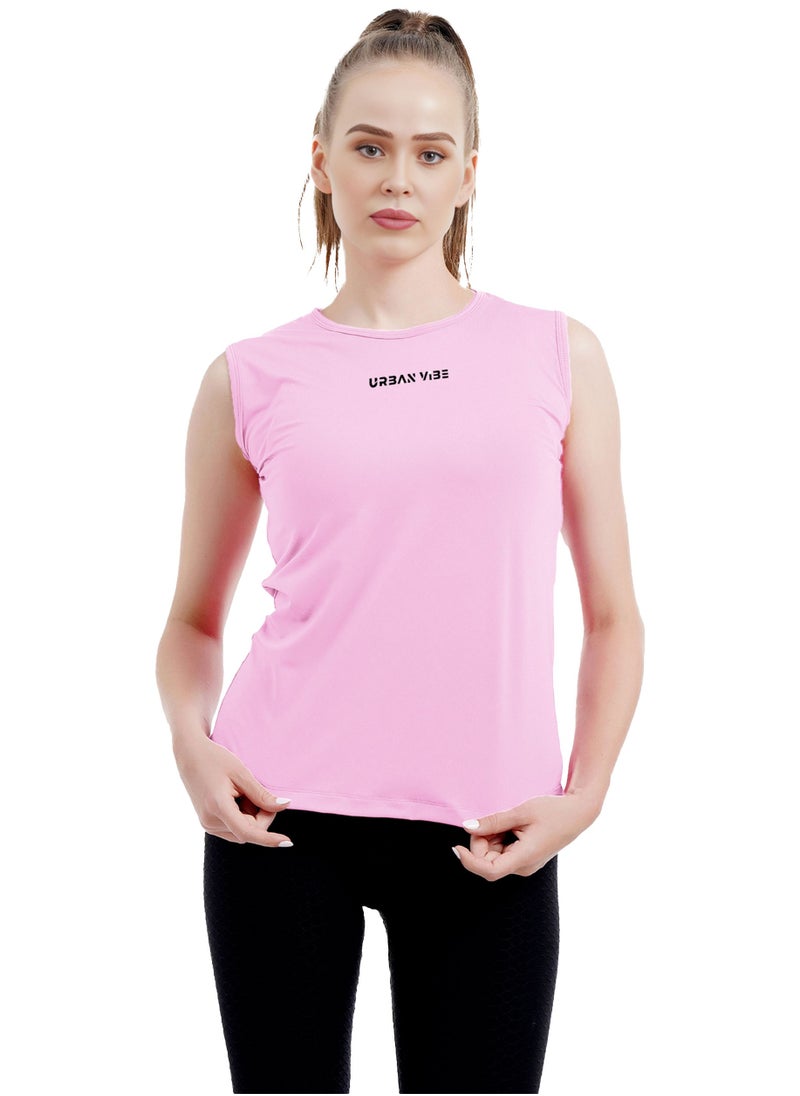 Selecta Now - Ladies Sleeveless Cotton Baby Pink T-Shirt Breathable Tank Top Soft Stretchable Women’s T Shirt Ideal for Hot Climate - Image 1