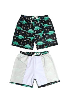 Boys Swim Trunks Quick Dry Board Shorts with Inner Mesh Liner Elastic Waistband and Drawstring Closure 3D Print Dinosaurs