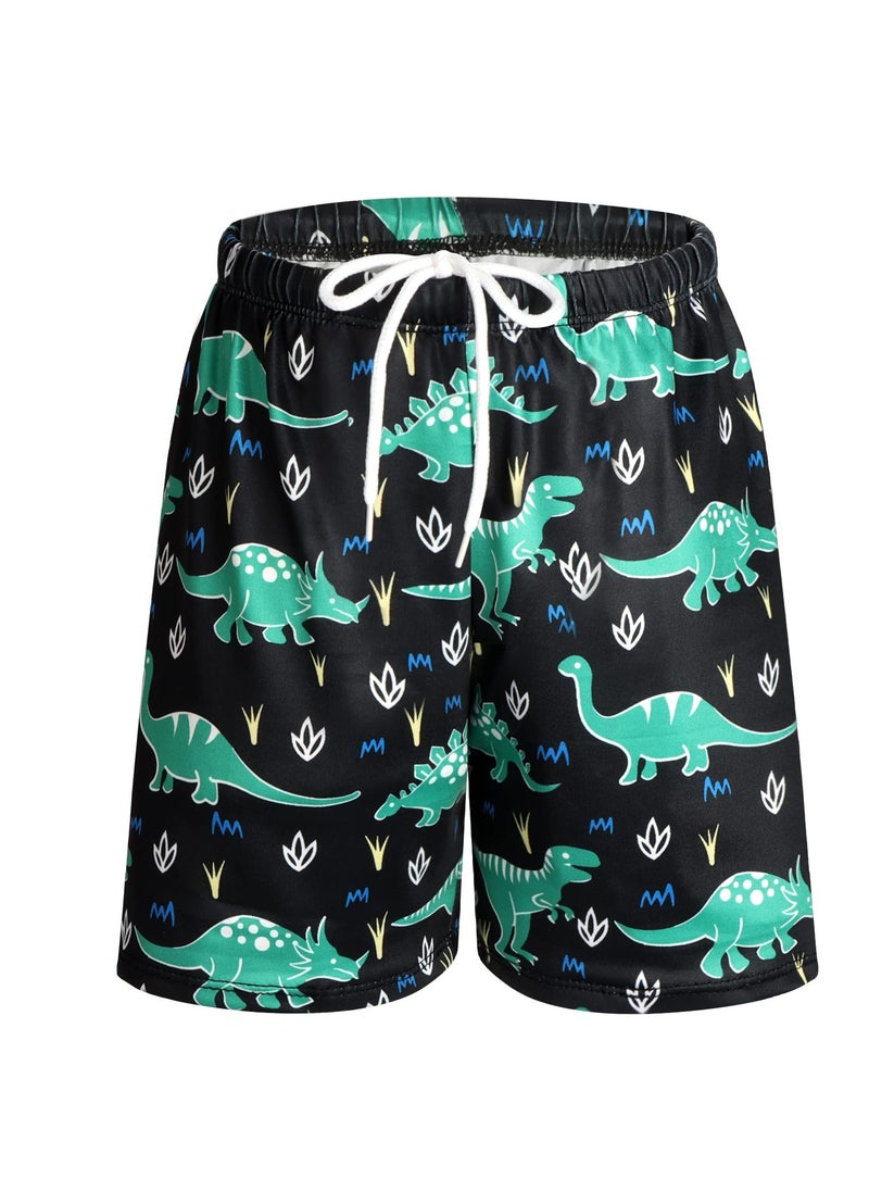 Generic - Boys Swim Trunks Quick Dry Board Shorts with Inner Mesh Liner Elastic Waistband and Drawstring Closure 3D Print Dinosaurs - Image 1