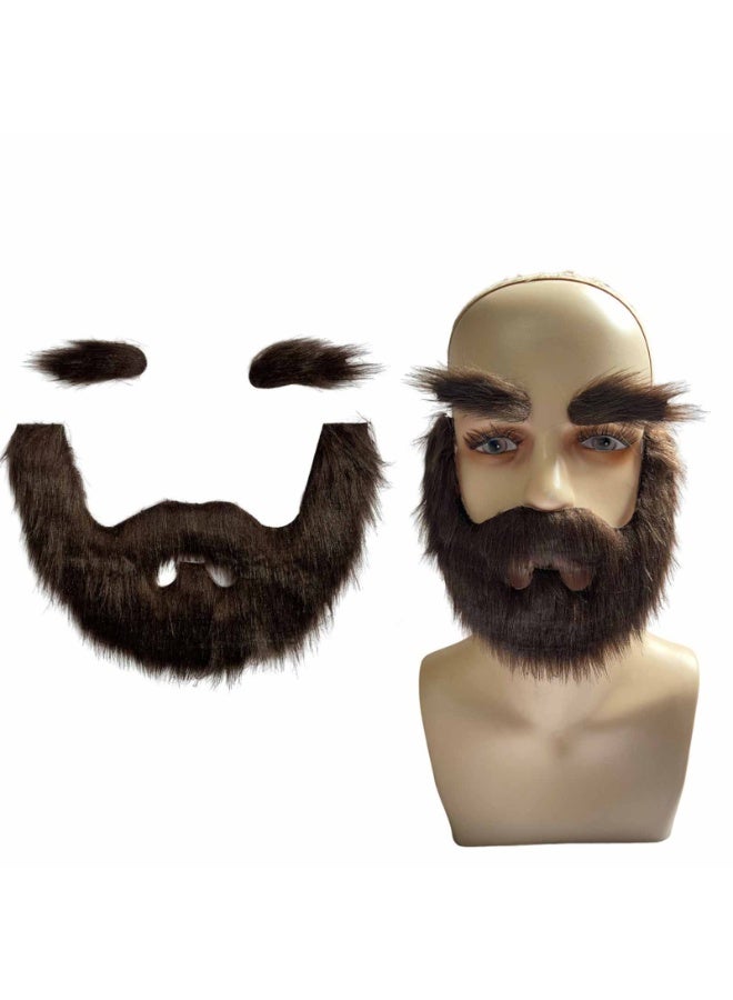 مجموعة جديدة من اللحى الصناعية ذاتية اللصق والشارب والحواجب الصناعية المصممة للاستخدام في الحفلات وأزياء التنكر - Image 1