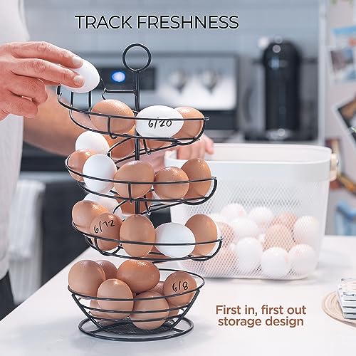 Shop Square Fresh Egg Holder Countertop, Egg Skelter, Spiral Egg Holder with Storage Basket, Chicken Egg Holder, Large Capacity Egg Storage for Kitchen, Holds Up to 3 Dozen Eggs - Image 5