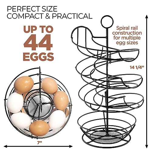 Shop Square Fresh Egg Holder Countertop, Egg Skelter, Spiral Egg Holder with Storage Basket, Chicken Egg Holder, Large Capacity Egg Storage for Kitchen, Holds Up to 3 Dozen Eggs - Image 2