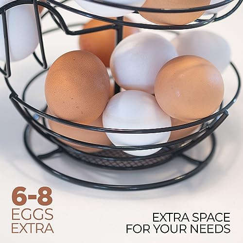 Shop Square Fresh Egg Holder Countertop, Egg Skelter, Spiral Egg Holder with Storage Basket, Chicken Egg Holder, Large Capacity Egg Storage for Kitchen, Holds Up to 3 Dozen Eggs - Image 3