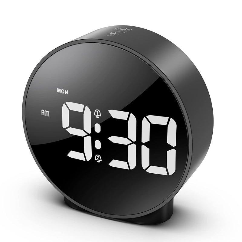 LEVGRY LED Digital Alarm Clock Small Desk Clock Dual Alarm Snooze Dimmable Alarm Days Set 1224H Week Display Corded ElectricBattery Operated Pack of 1 Black