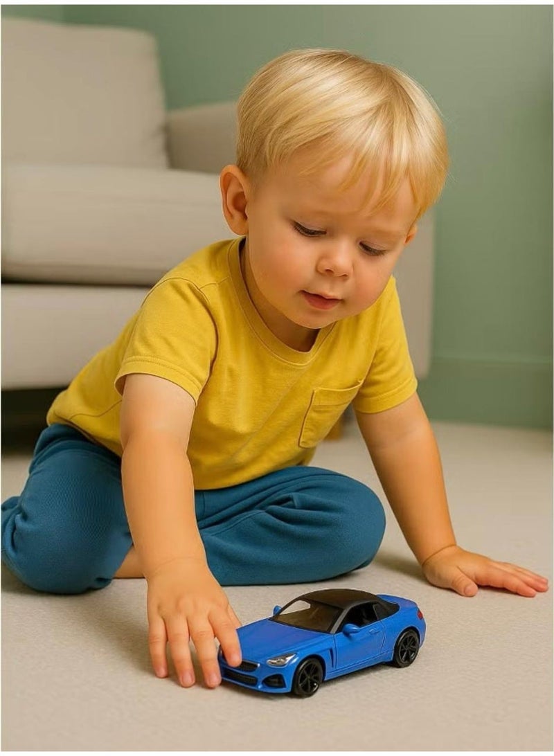 كين سمارت سيارة لعبة بي إم دبليو Z4 قابلة للتحويل مصنوعة من سبيكة معدنية مصبوبة بمقياس 1:34، قابلة للفتح والسحب للخلف، لون أزرق - Image 4