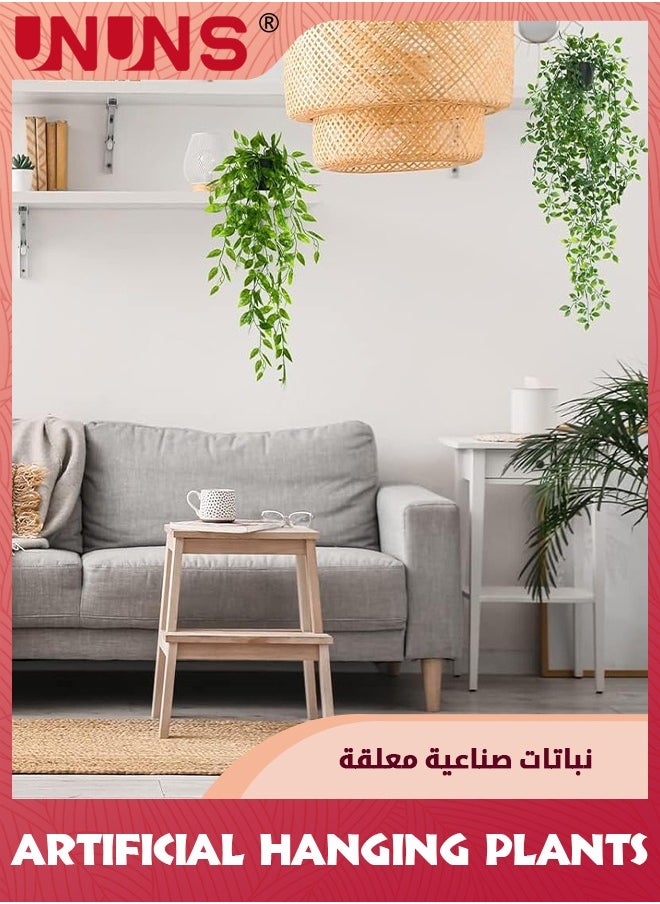 UNUNS - Fake Hanging Plants,3 Pack Artificial Hanging Plants Potted Greenery With Pots,Faux Eucalyptus Vine Mandala Vine Pea Pod For Home Room Wall Office Shelf Indoor Outdoor Decor - Image 1