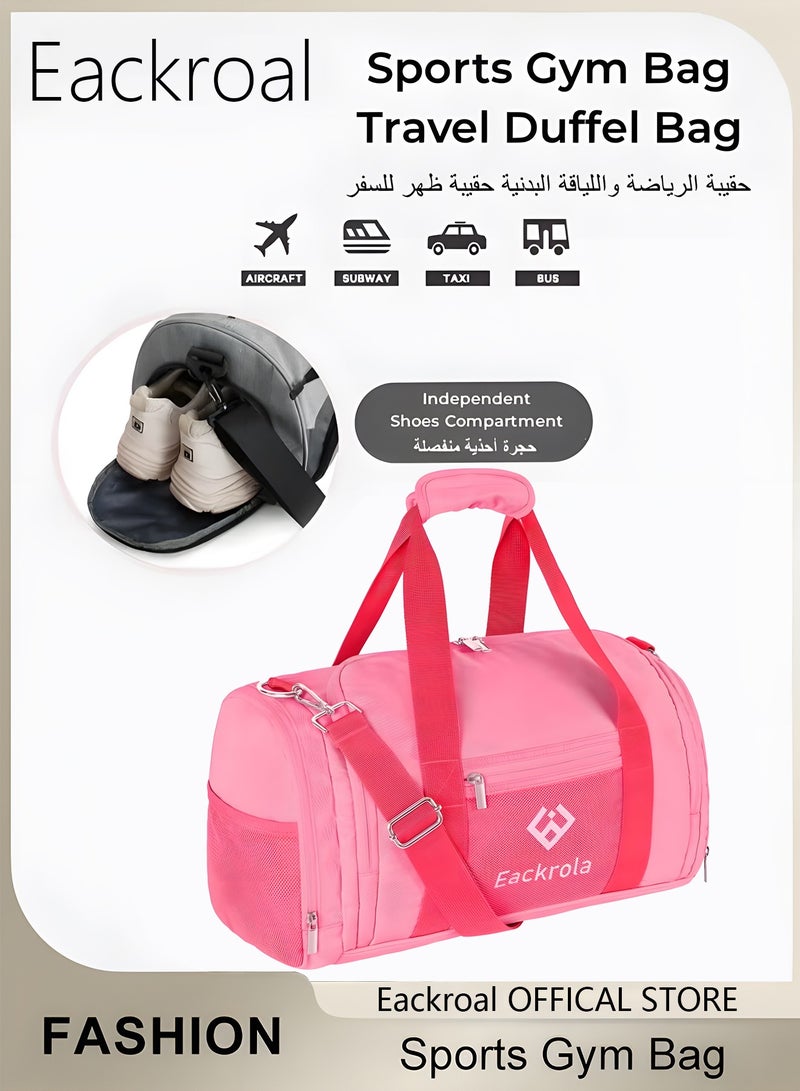 Sports Gym Bag for Men  Women with Shoe and Wet Compartment - 30L Duffle Bag for Travel, Gym, Beach  Weekend Trips |PINK Sports Bag - Image 1