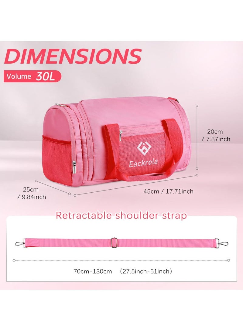 Sports Gym Bag for Men  Women with Shoe and Wet Compartment - 30L Duffle Bag for Travel, Gym, Beach  Weekend Trips |PINK Sports Bag - Image 3