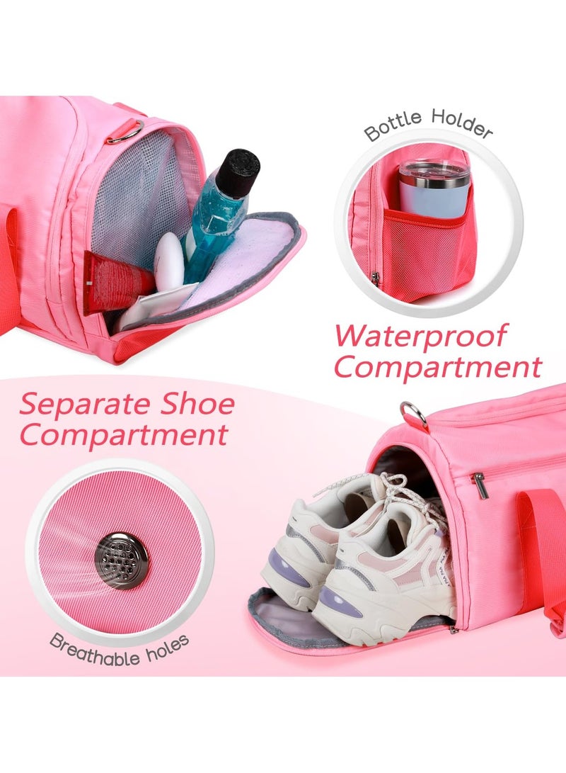 Sports Gym Bag for Men  Women with Shoe and Wet Compartment - 30L Duffle Bag for Travel, Gym, Beach  Weekend Trips |PINK Sports Bag - Image 5