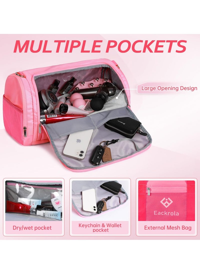 Sports Gym Bag for Men  Women with Shoe and Wet Compartment - 30L Duffle Bag for Travel, Gym, Beach  Weekend Trips |PINK Sports Bag - Image 4