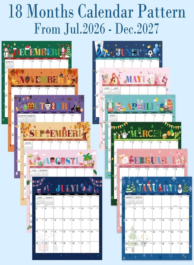 Coboll 2026-2027 Magnetic Calendar - Magnetic Calendar for Refrigerator from Jul.2026 - Dec.2027, 11.2"x13'', 2026-2027 Calendars 18 Months, Tear-off Pad, Large Blocks, Perfect for Refrigerator - Festival Theme - Image 4