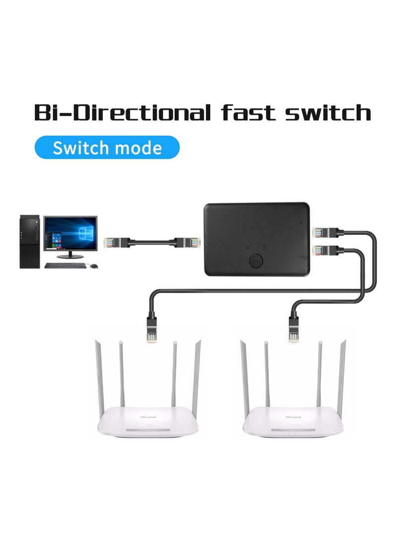 Generic - RJ45 Ethernet Switch Selector, Bi-Directional Splitter, 2-Port Network Switch Distributor, 1 In 2 Out or 2 In 1 Out, 100M Plug & Play Intranet Adapter with Switcher. - Image 1