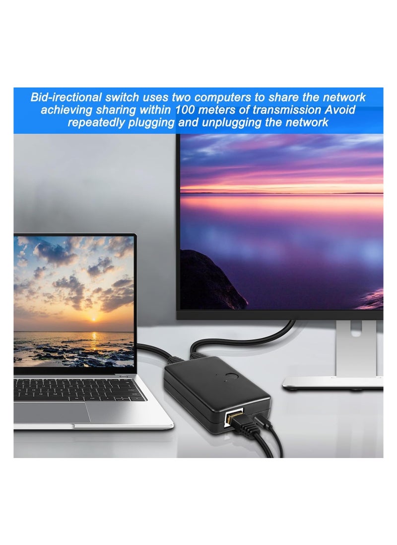Generic - RJ45 Ethernet Switch Selector, Bi-Directional Splitter, 2-Port Network Switch Distributor, 1 In 2 Out or 2 In 1 Out, 100M Plug & Play Intranet Adapter with Switcher. - Image 1