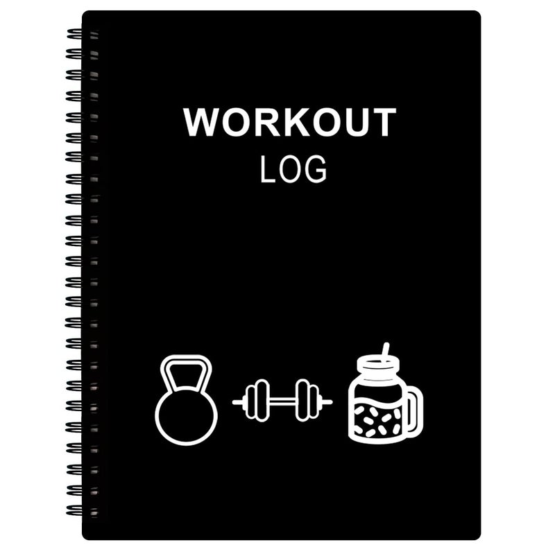 Nokingo Workout Log for Women & Men - A5 Fitness Planner/Journal to Track Weight Loss, Workout Journal for GYM, Bodybuilding Progress - Daily Health & Wellness Tracker, Black - Image 1