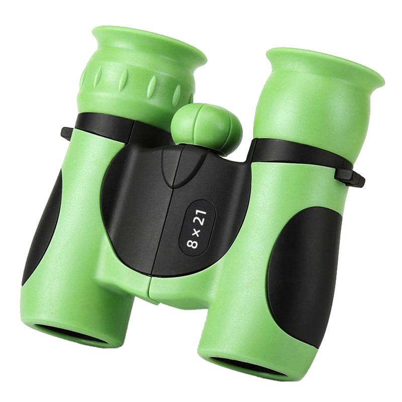 Kids Binoculars: 8X Magnification Green Palm-Sized - Crystal Clear View Shockproof Rubber-Coated Binoculars for Outdoor Exploration Bird Watching Kids Educational Play - Image 1