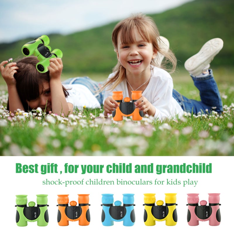 Kids Binoculars: 8X Magnification Green Palm-Sized - Crystal Clear View Shockproof Rubber-Coated Binoculars for Outdoor Exploration Bird Watching Kids Educational Play - Image 3